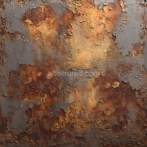 Seamless 3D Rusty Metal Cracked and Chipped PBR Texture with Weathered Orange-Brown Patina