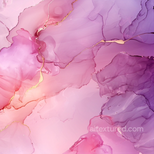 Alcohol Ink PBR Texture with Pink-Purple Gradients and Gold Veined Flow seamless Alcohol ink PBR texture