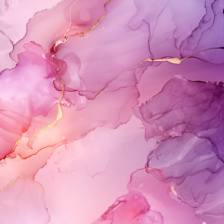 Alcohol Ink with Pink-Purple Gradients and Gold Veined Flow seamless PBR texture preview