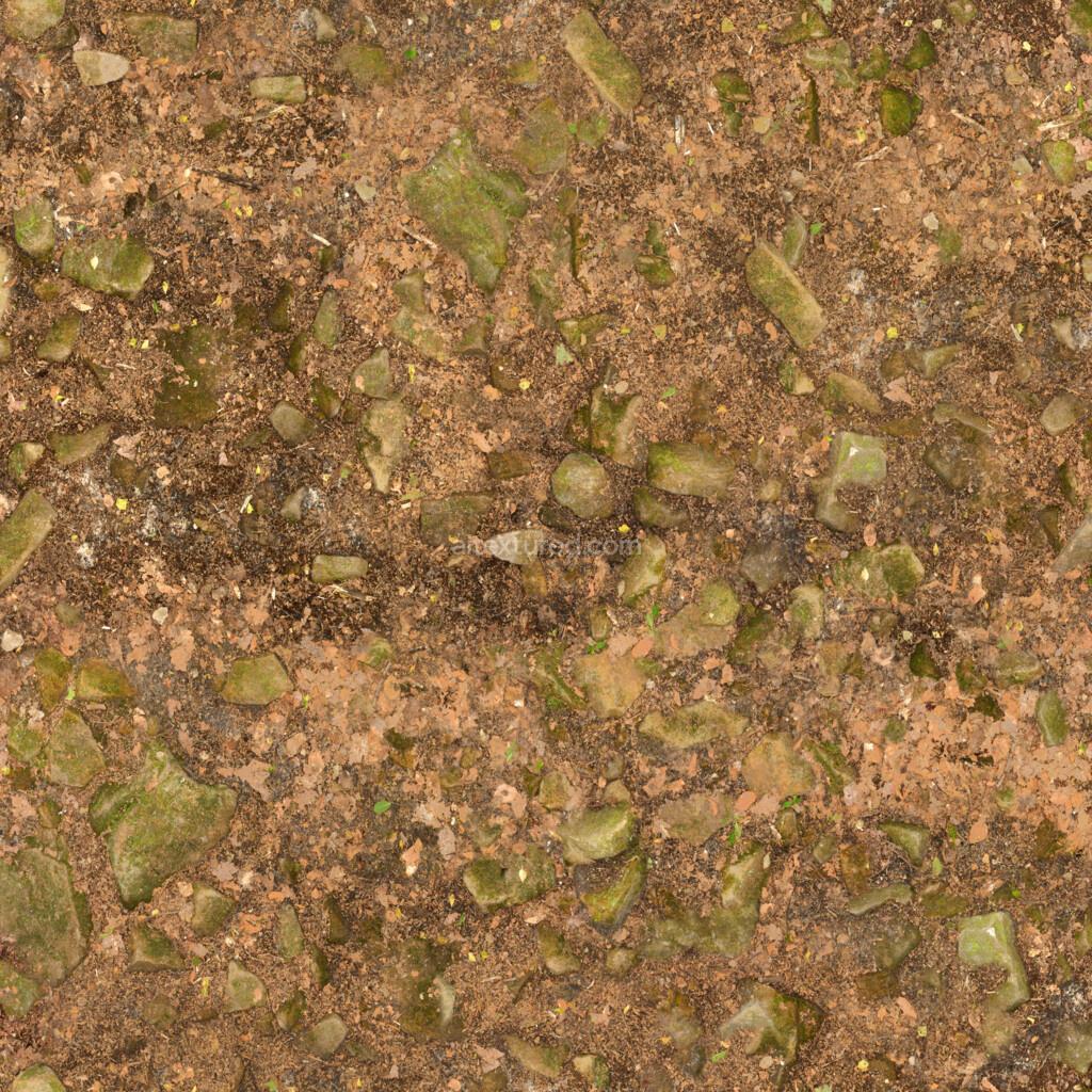 Seamless PBR ground texture with rocks and earthy colors