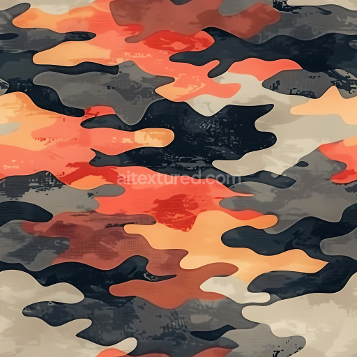 Seamless 3D Tactical Orange and Gray Camouflage PBR Texture with Organic Large Patches
