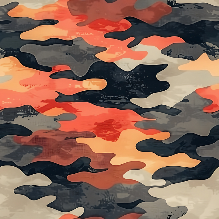 Tactical Orange and Gray Camouflage with Organic Large Patches seamless PBR texture preview