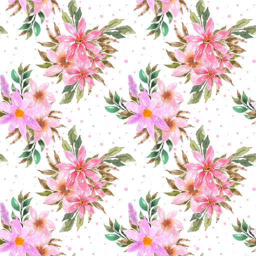 Pink Flower Watercolor Floral Pattern Seamless Texture seamless Pink Flower PBR texture