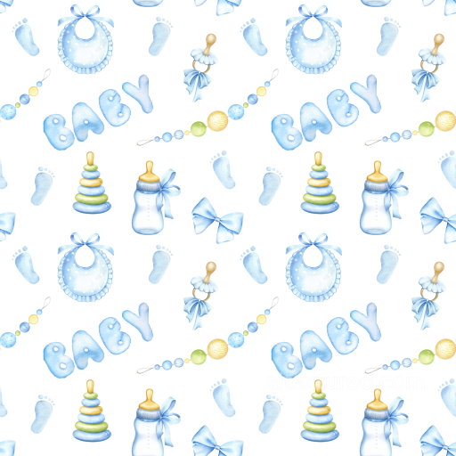 Baby Boy Themed Pattern Texture with Blue Pastel Icons seamless Baby Boy  PBR texture