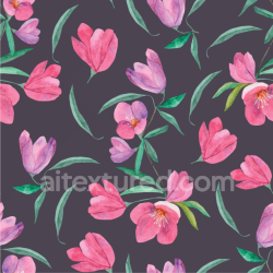 seamless Seamless 3D PBR Pink Flower Watercolor Fabric Texture with Leaves texture 8k free download PBR