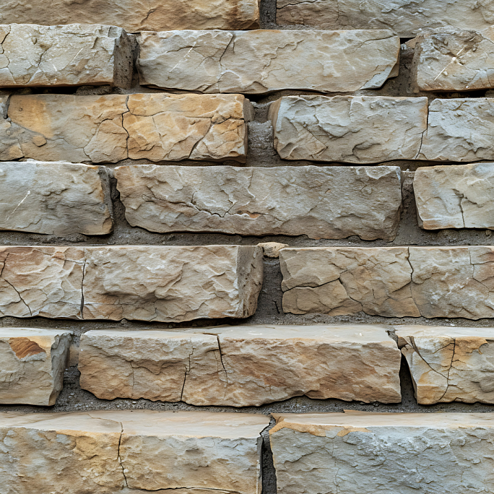 Weathered Sandstone Brick Wall with Cracks and Rough Detail seamless PBR texture preview