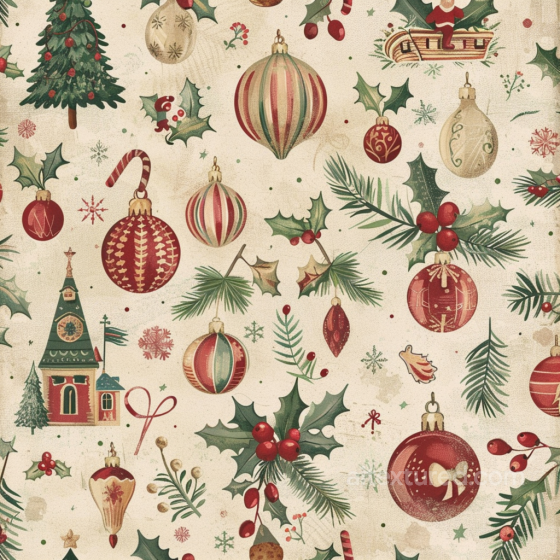 Christmas Vintage Fabric Texture with Ornaments and Holiday Motifs Christmas vintage texture preview