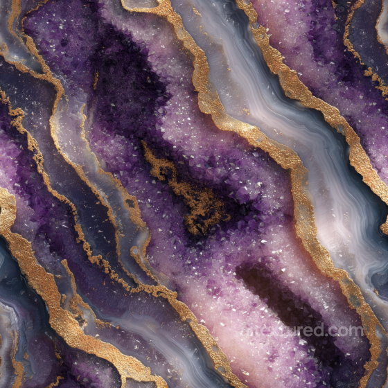 Amethyst Geode Stone PBR Texture Featuring Purple Crystals and Gold Veins Stone texture preview