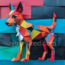 seamless Seamless 3D PBR Texture Featuring Colorful Origami-Style Dog Model texture 8k free download PBR