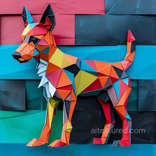 Animal - Seamless 3D PBR Texture Featuring Colorful Origami-Style Dog Model texture preview