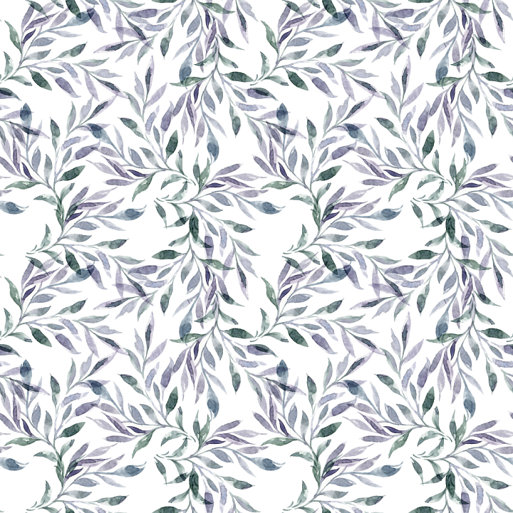 Wild Flower of Soft Watercolor Floral Leaves in Pale Green and Lavender seamless PBR texture preview