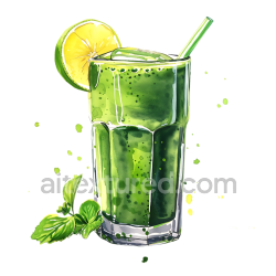 seamless Breakfast Illustration of Refreshing Green Detox Juice with Lemon and Mint texture 8k free download PBR