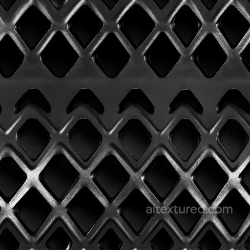 Perforated Black Steel Metal PBR Texture with Diamond Pattern Openings seamless Metal PBR texture
