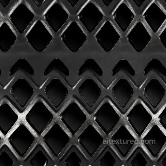 Perforated Black Steel Metal PBR Texture with Diamond Pattern Openings Metal texture preview