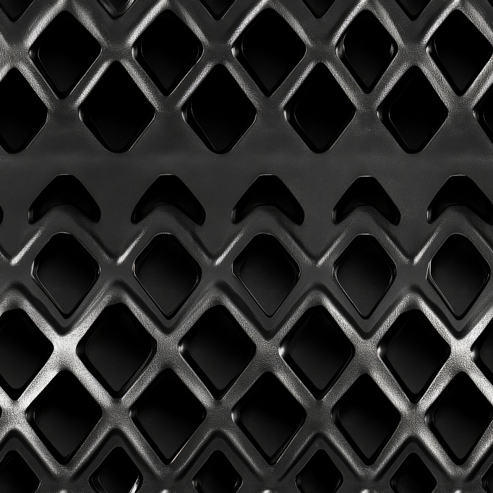 Perforated Black Steel Metal with Diamond Pattern Openings seamless PBR texture preview