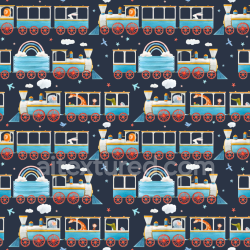 seamless Seamless 3D PBR Fabric Texture with Colorful Baby Train Pattern texture 8k free download PBR