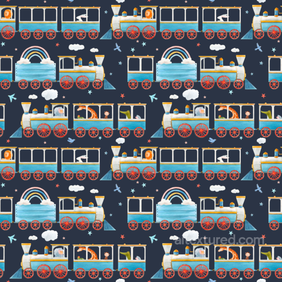 Fabric Texture with Colorful Baby Train Pattern Baby Boy texture preview