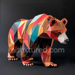 seamless Seamless 3D PBR Texture Featuring Colorful Origami Brown Bear Pattern texture 8k free download PBR