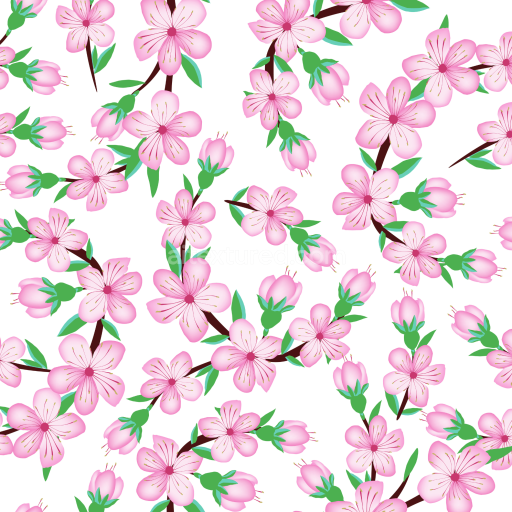 Preview — Seamless 3D PBR Watercolor Cherry Blossom Floral Pattern Texture