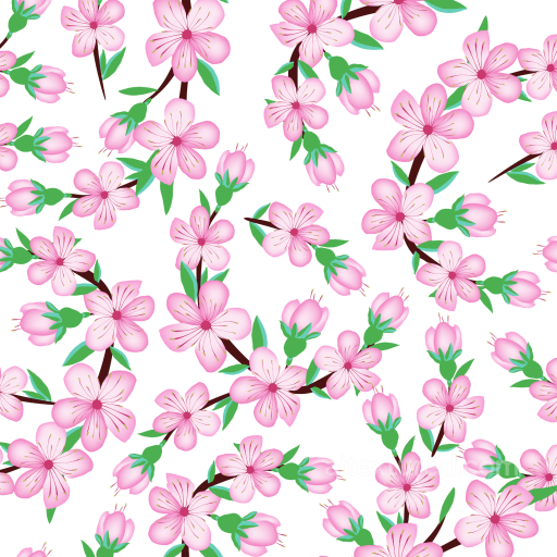 Watercolor Cherry Blossom Floral Pattern Texture seamless Watercolor Cherry PBR texture