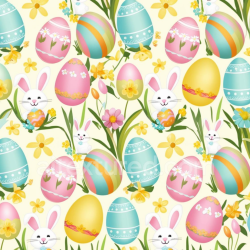 seamless Seamless 3D PBR Texture Featuring Pastel Easter Eggs, Bunnies & Spring Flowers texture 8k free download PBR