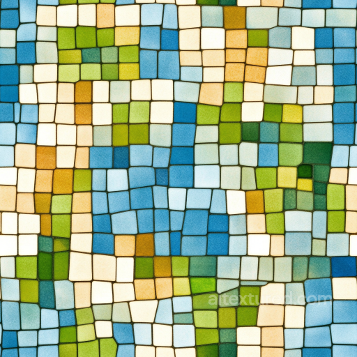 Mosaic PBR Texture Featuring Irregular Blue and Green Ceramic Tiles seamless Mosaic PBR texture