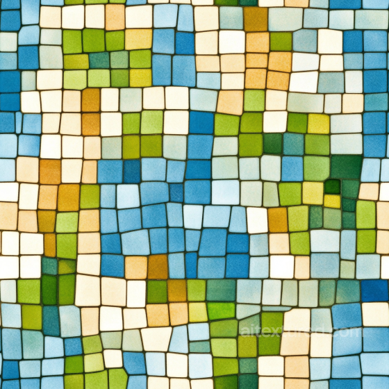 Mosaic PBR Texture Featuring Irregular Blue and Green Ceramic Tiles Mosaic texture preview