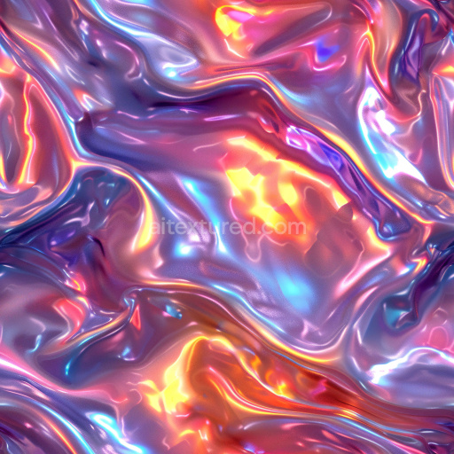 Seamless 3D PBR Texture with Glossy Iridescent Fluid Surface in Vibrant Colors