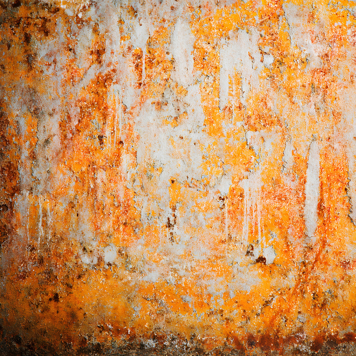 Rusty Cracked Metal with Orange and White Corrosion Patterns seamless PBR texture preview