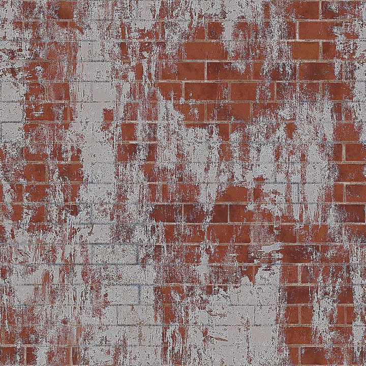 Red Brick Wall Partially Plastered seamless PBR texture preview