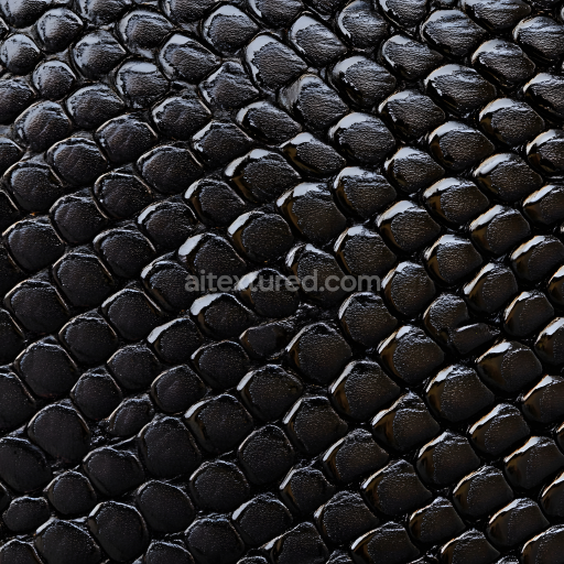 Seamless 3D PBR Texture of Glossy Dark Reptile-Scale Skin with High Detail