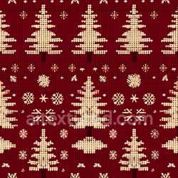 seamless Seamless 3D PBR Christmas Knit Fabric Texture with Red and Beige Tree Pattern texture 8k free download PBR
