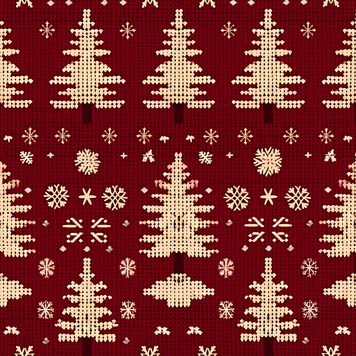 All Christmas Digital paper of Red Knit Christmas Pattern with Trees an… seamless PBR texture preview