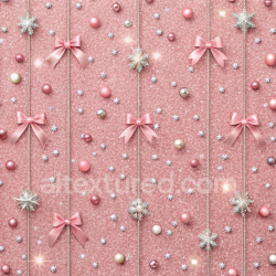 seamless Seamless 3D PBR Texture of Pink Glitter with Hanging Bows and Ornaments texture 8k free download PBR