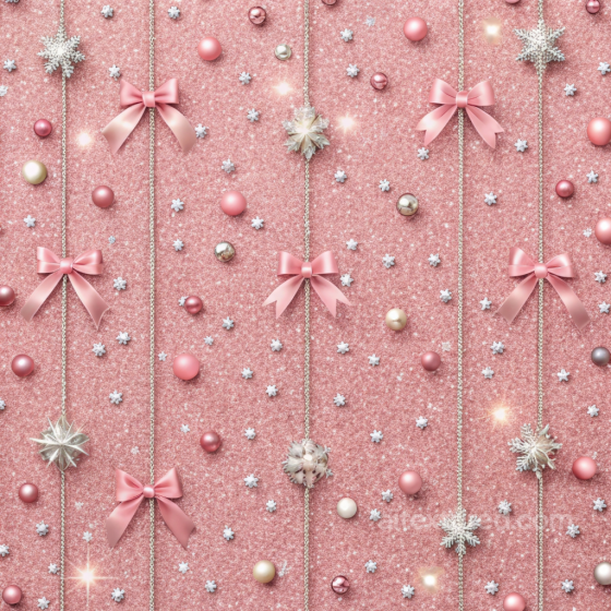 All Christmas Digital paper Texture of Pink Glitter with Hanging Bows and Ornaments All Christmas Digital paper texture preview