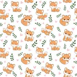 Pattern Bundle - Seamless 3D Pattern PBR Texture Featuring Cute Fox Motifs with Pink Hearts and Green Leav… texture preview