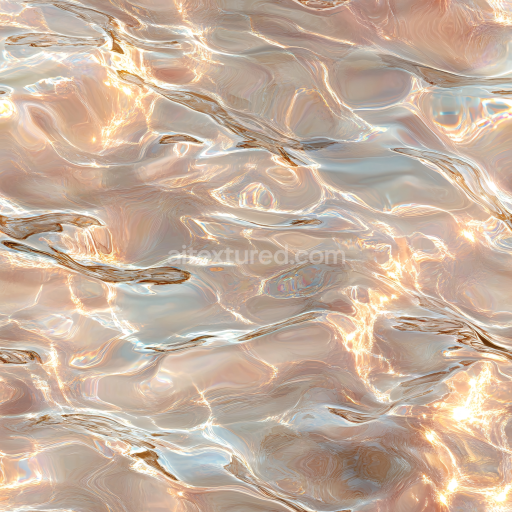 Seamless Reflective Water PBR Texture with Warm Gold and Soft Waves