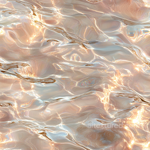 Seamless Reflective Water PBR Texture with Warm Gold and Soft Waves seamless Water PBR texture