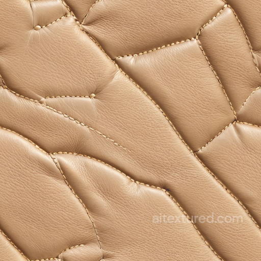 Beige Quilted Leather PBR Texture with Detailed Stitching and Natural Grain seamless Leather PBR texture