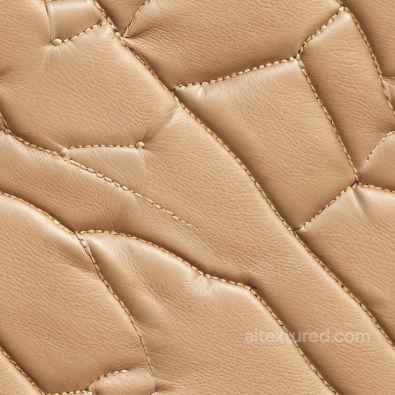 Beige Quilted Leather PBR Texture with Detailed Stitching and Natural Grain Leather texture preview