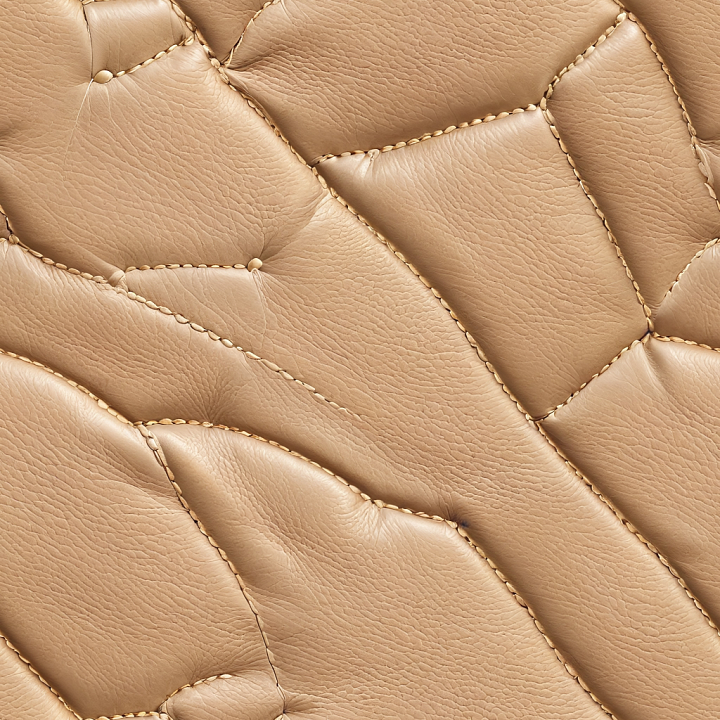 Beige Quilted Leather with Detailed Stitching and Natural Grain seamless PBR texture preview
