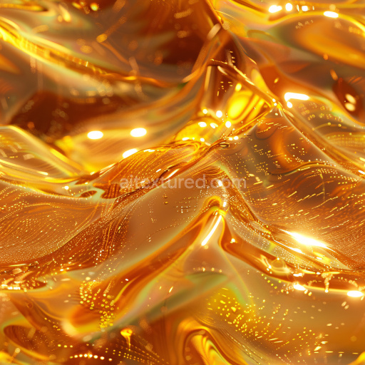 Seamless 3D PBR texture of glossy amber liquid with flowing highlights