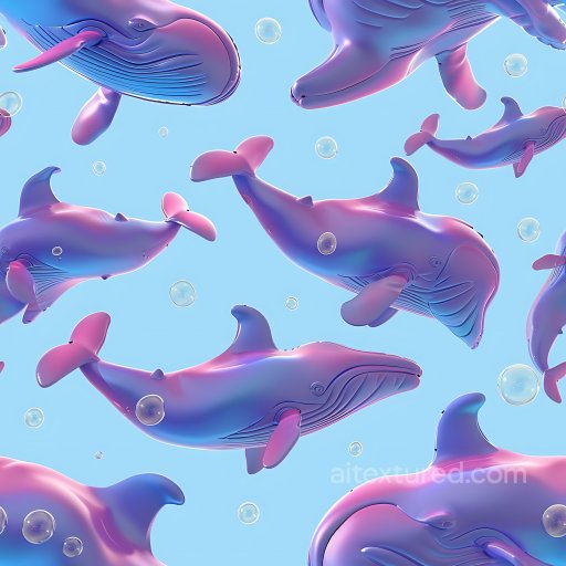 Inflated Whale Toy PBR Texture with Glossy Blue-Purple Finish seamless Inflated PBR texture