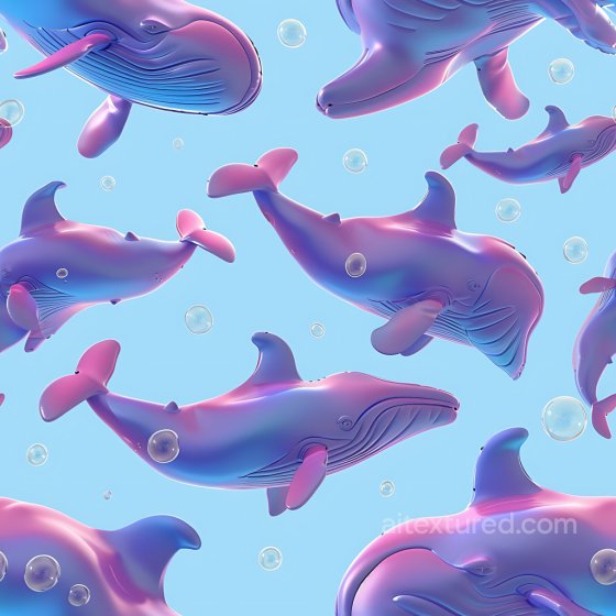 Inflated Whale Toy PBR Texture with Glossy Blue-Purple Finish Inflated texture preview