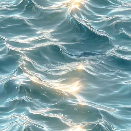 Seamless 3D PBR Texture of Realistic Ocean Surface with Sunlit Wave Highlights