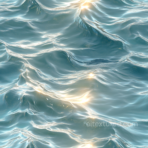 Water Texture of Realistic Ocean Surface with Sunlit Wave Highlights seamless Water PBR texture
