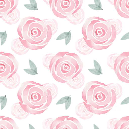 Pink Flower Watercolor Pattern Fabric Texture seamless Pink Flower PBR texture