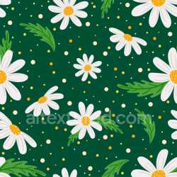 Pattern Bundle - Seamless 3D Pattern PBR Texture with White Daisy Flowers and Green Leaves texture preview