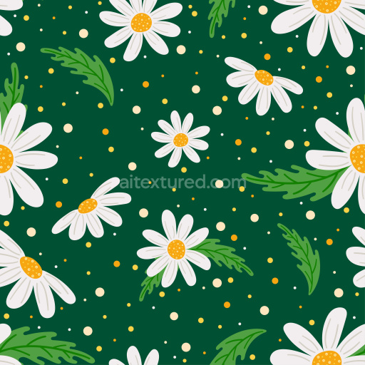 Pattern Bundle - Seamless 3D Pattern PBR Texture with White Daisy Flowers and Green Leaves texture preview