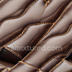 seamless Seamless 3D Dark Brown Padded Leather PBR Texture with Detailed Stitching and Wrinkles texture 8k free download PBR